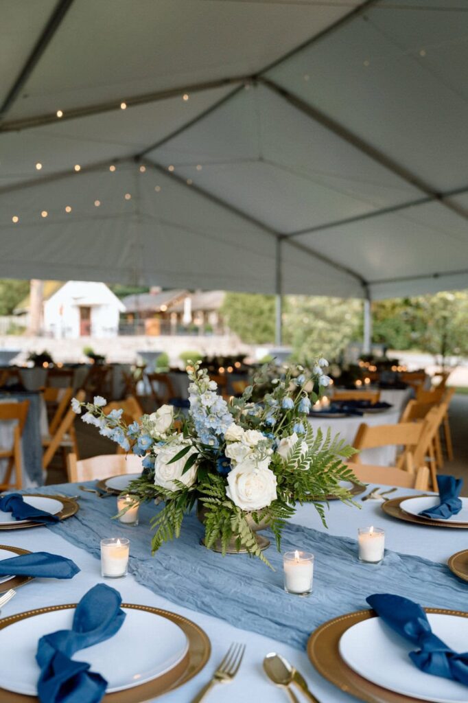 Detail shot of florals and table settings at the Belle Meade reception