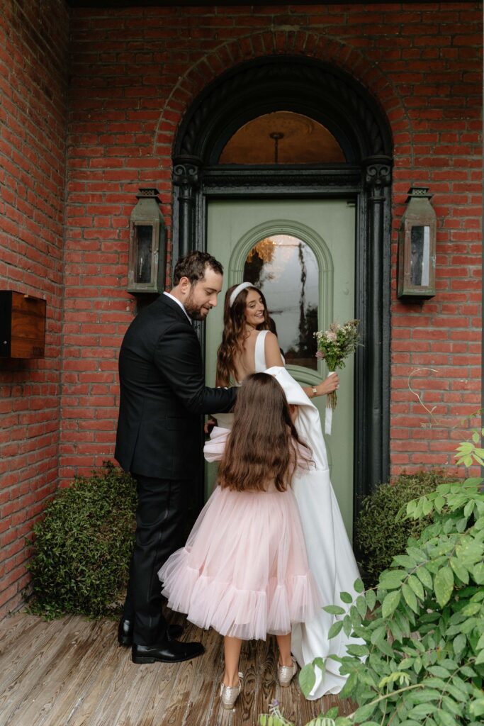 Evening candid moment of the couple outside the venue