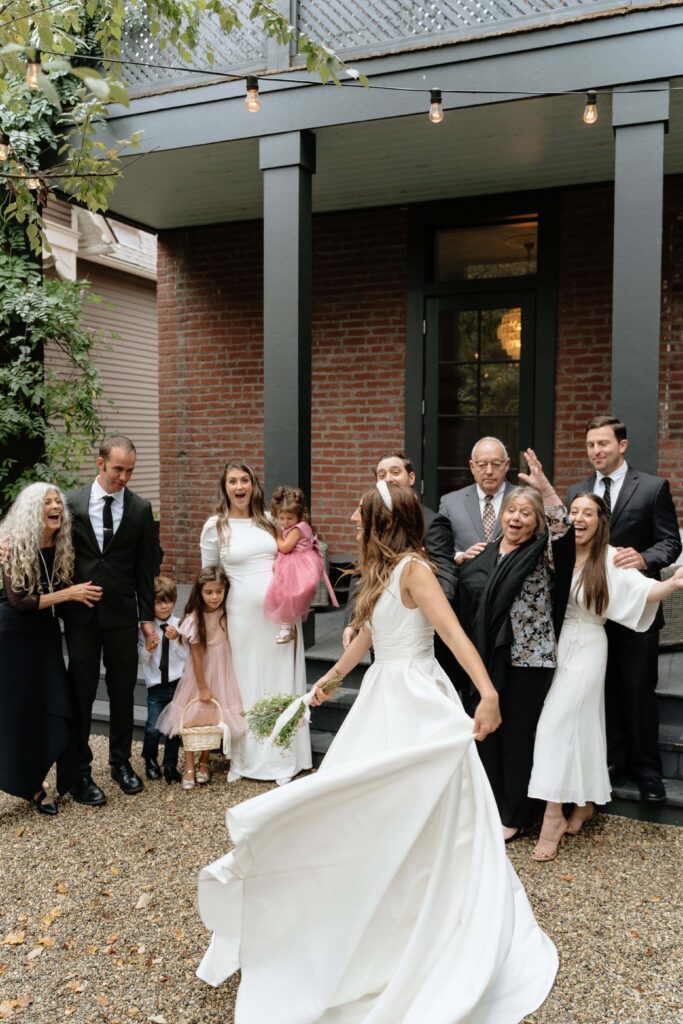 pre-ceremony laughter shared between guests
