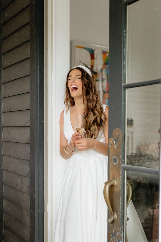 bride laughing for candid wedding photography in nashville