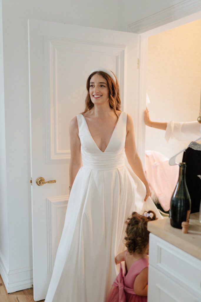 bride smiling at her friends