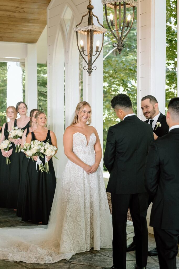 Ceremony moment inside the chapel during a summer wedding