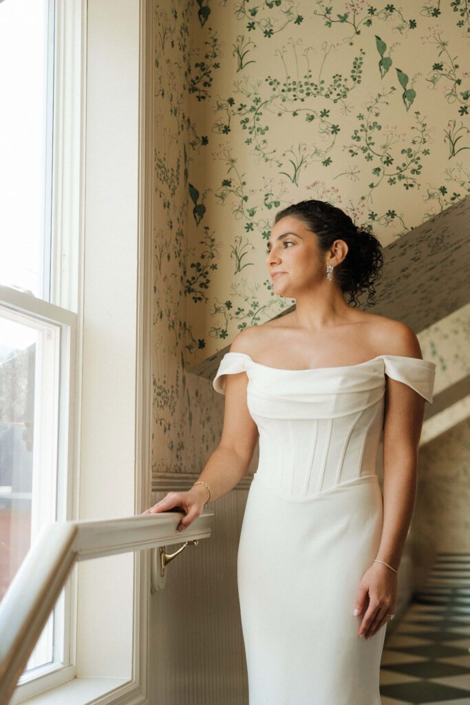 bride posing in the bridal suite at venue in nashville tennessee