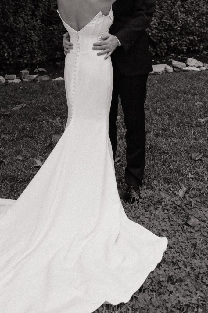 bride and groom embracing at estelle nashville wedding venue