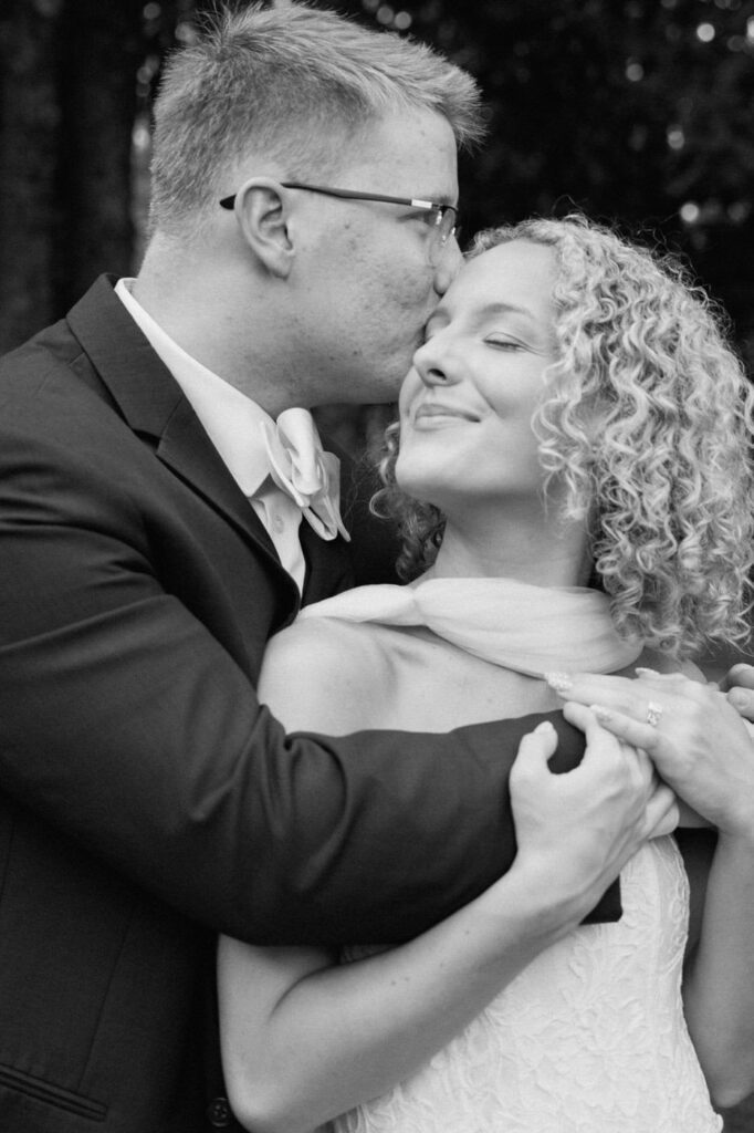 couple embracing each other on their wedding day in tennessee