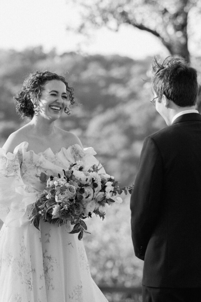 bride smiling at ceremony in franklin tennessee