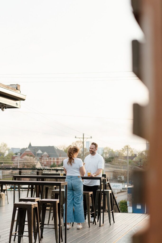 Natural engagement photos Nashville at UpDown bar