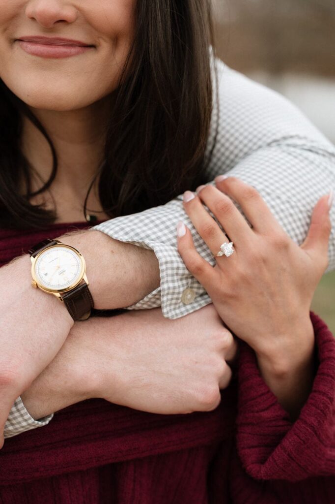 close up of ring photo during engagement session in tennessee