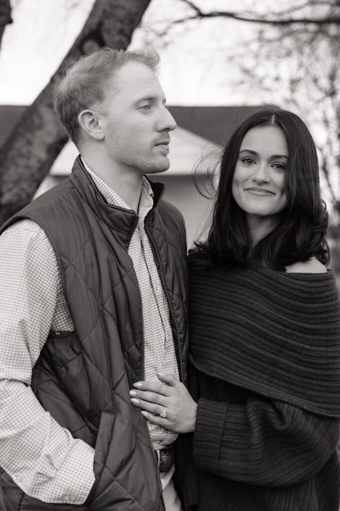 editorial moment of couple after their proposal in franklin tennessee