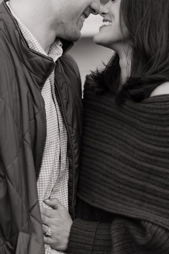 close up of couple sharing a sweet moment after getting engaged in tennessee