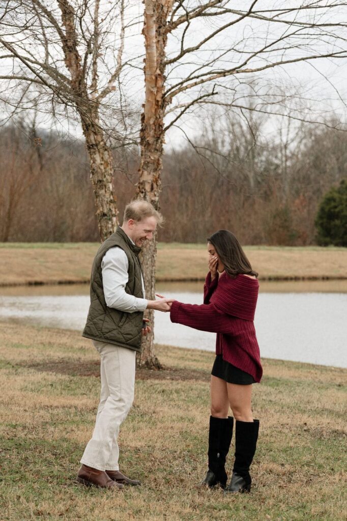 Winter proposal photos Harlinsdale Farm Tennessee