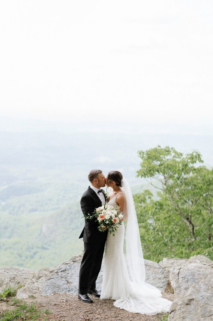 gatlinburg wedding photographer at a mountain overlook