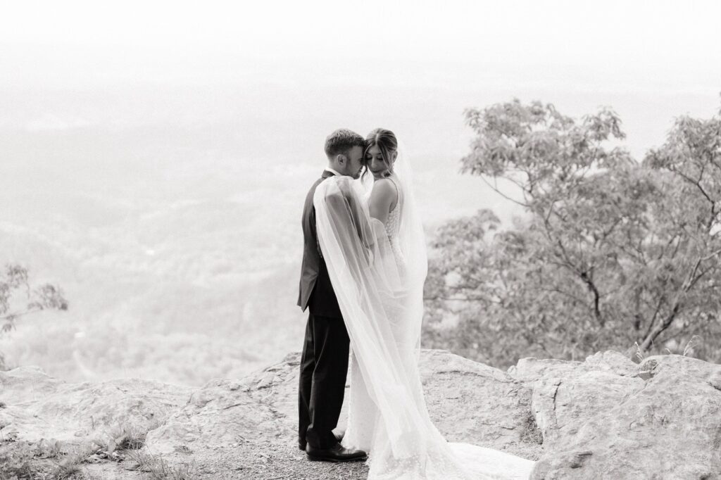 great smoky mountains wedding photographer documents couple overlooking the views