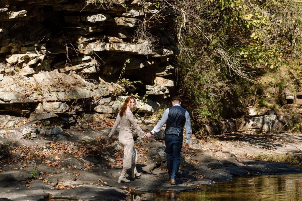 Intimate outdoor elopement ceremony Tennessee mountains