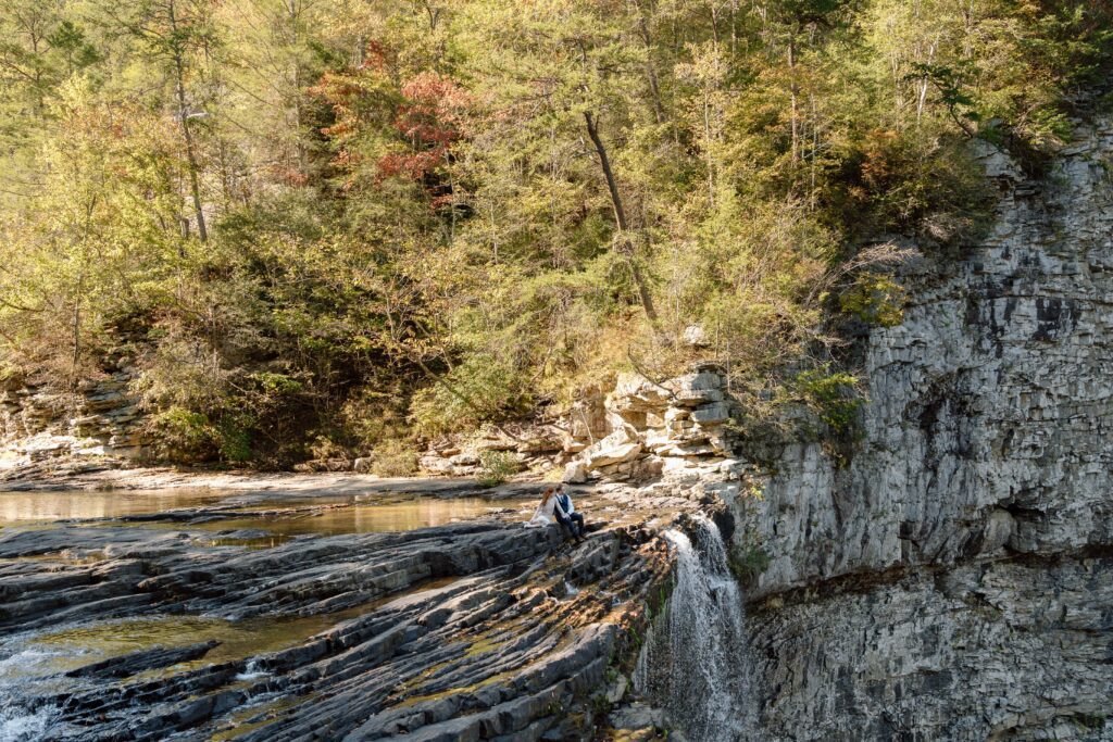 Tennessee elopement photographer captures waterfall ceremony at Fall Creek Falls