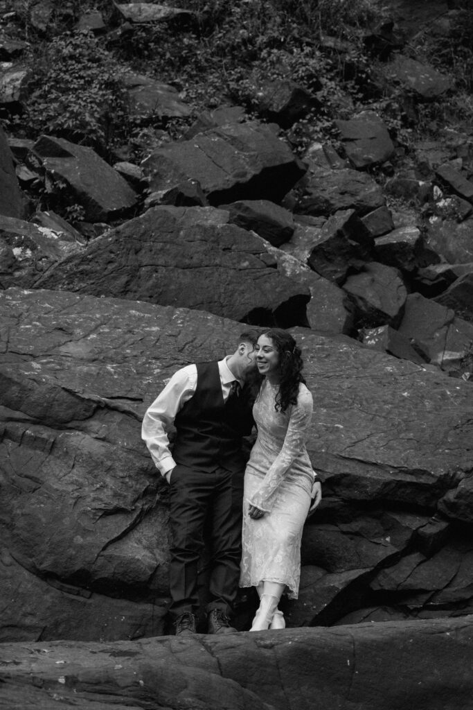 couple sharing a candid moment at their elopement