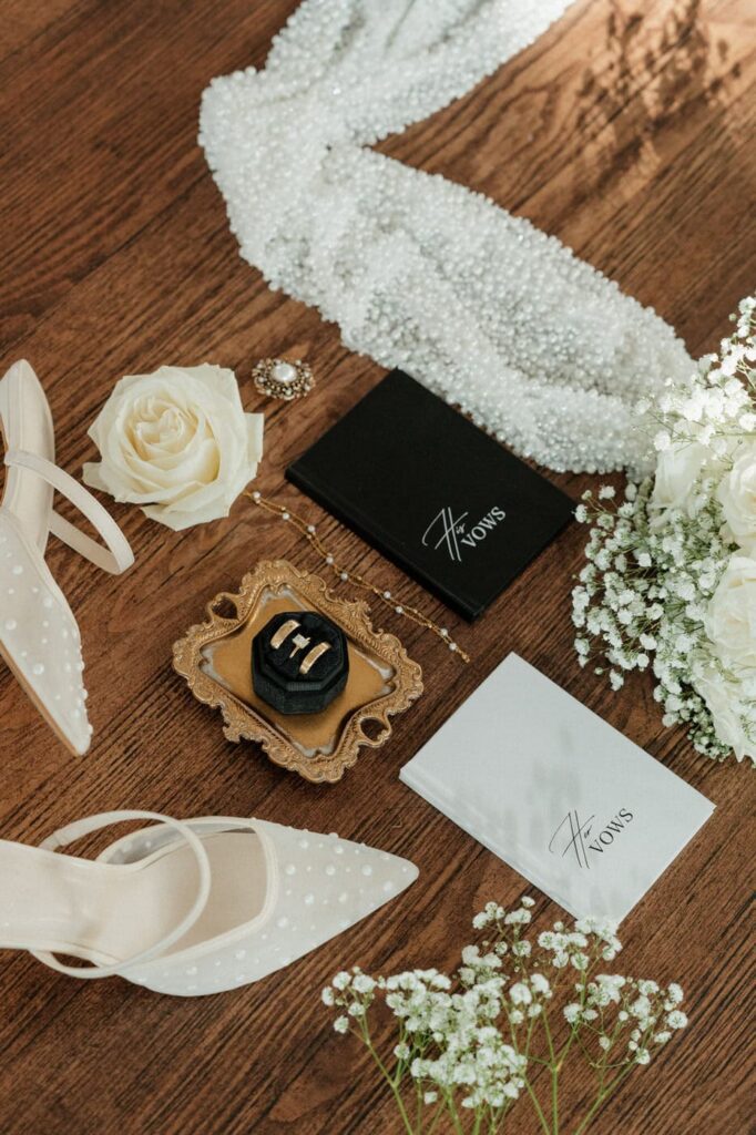 Flat lay wedding details at Nashville November wedding