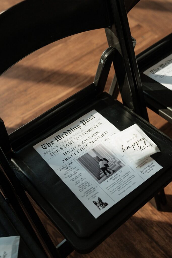 wedding newspaper details at nashville wedding