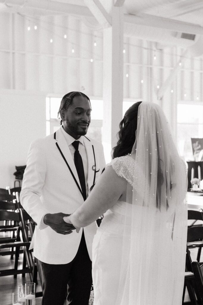 Groom seeing bride for the first time at Nashville Tennessee wedding