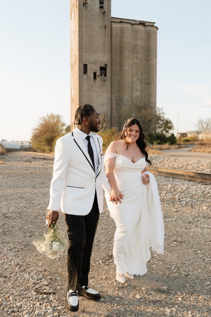 Candid couple moment during golden hour portraits
