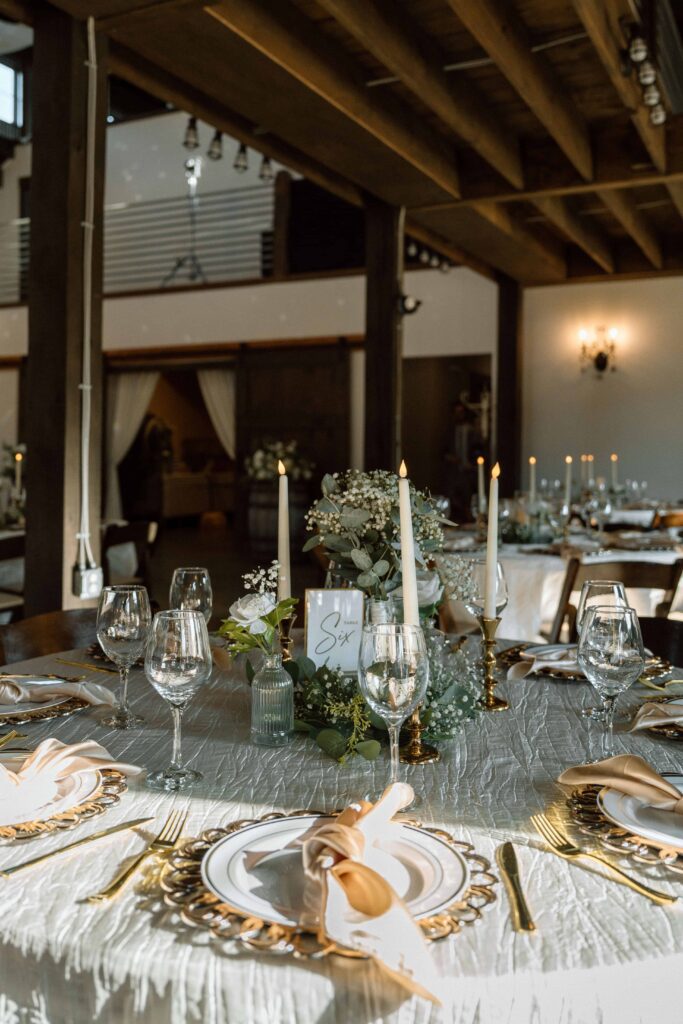 Reception table details at The Venue at Fiddle Dee Farms Tennessee