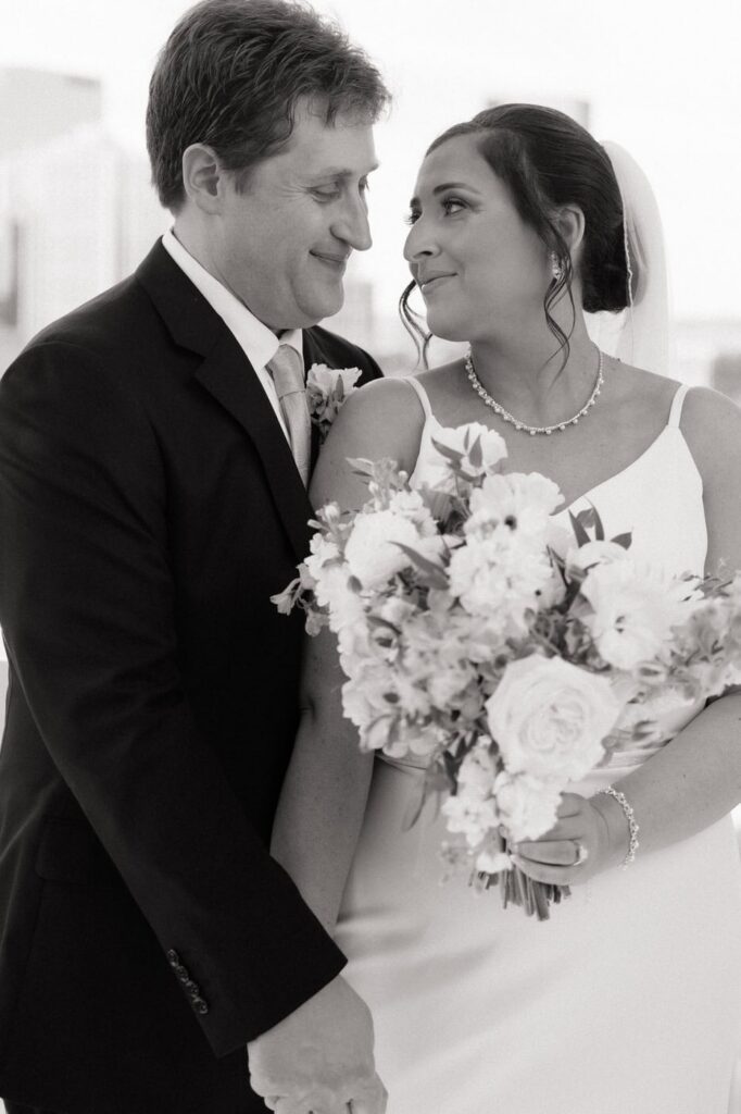 bride and groom sharing a sweet moment on wedding day in nashville