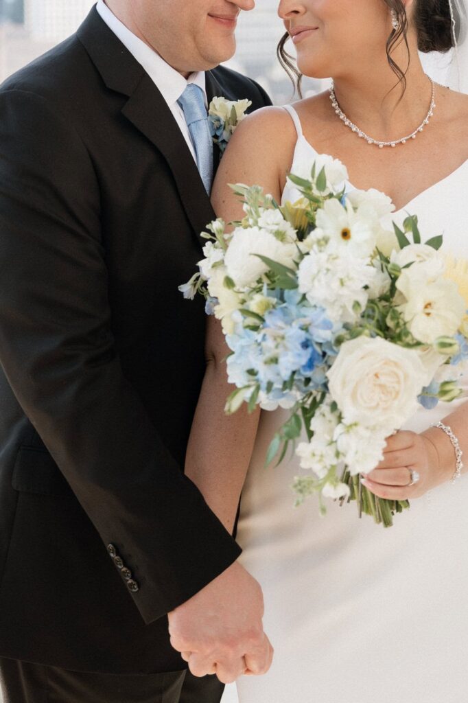 couple sharing a sweet moment on their wedding day