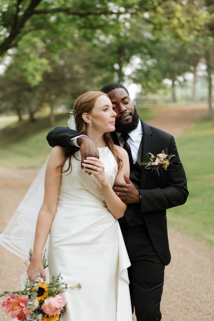 editorial moment of bride and groom on wedding day in nashville