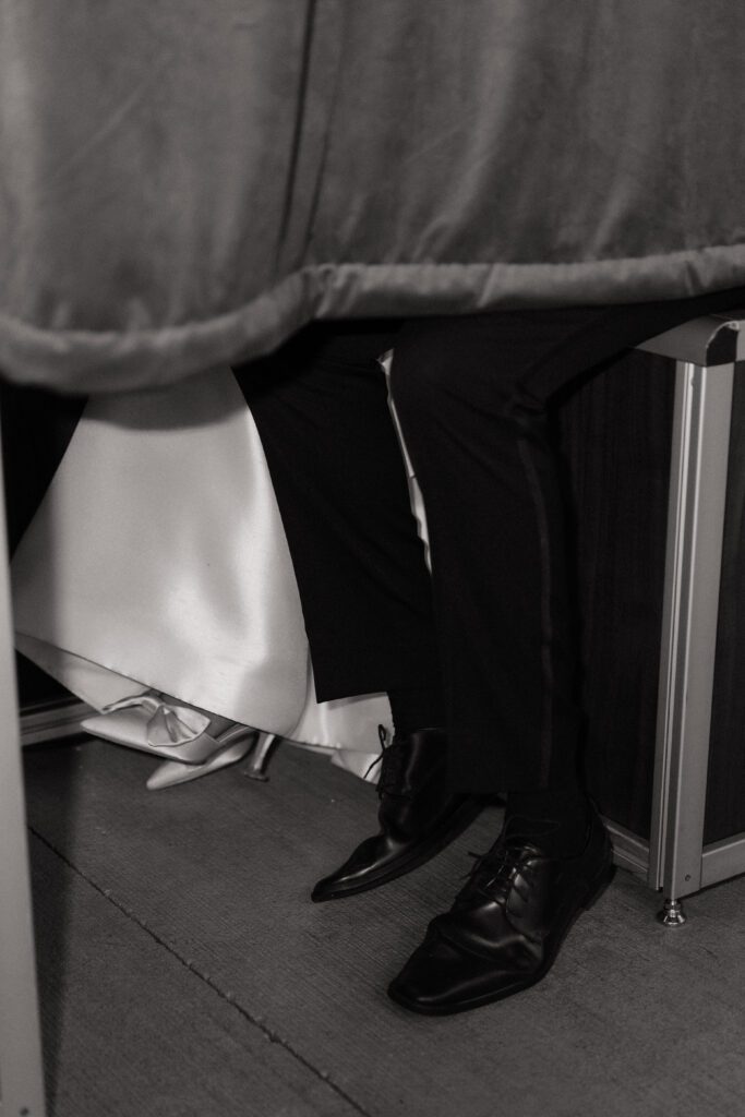 bride and groom shoes in the photo booth at nashville wedding