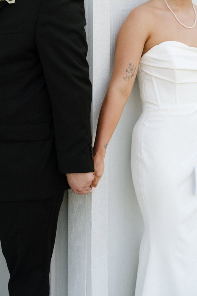bride and groom doing a first touch at their nashville wedding