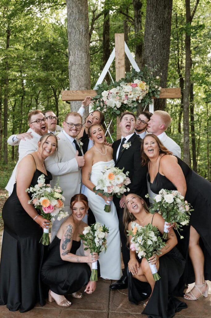 bridal party at spring wedding in tennessee