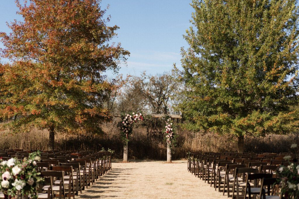 long hollow gardens wedding ceremony space outdoors in the fall
