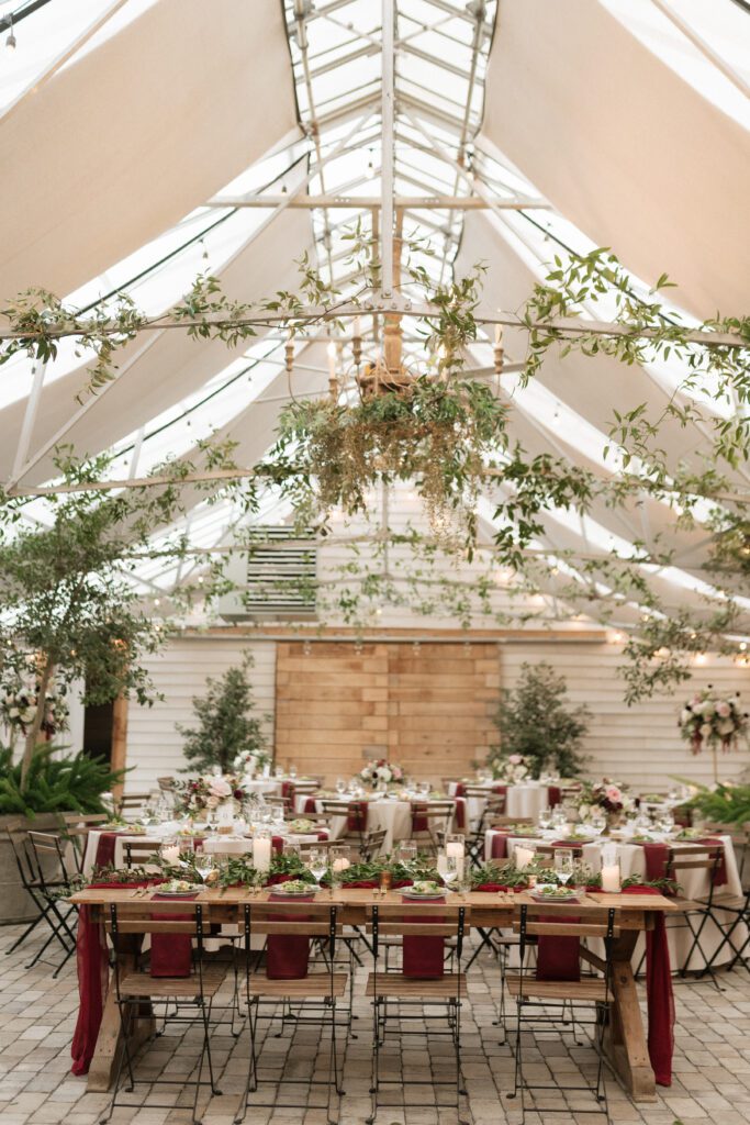 the greenhouse reception space at long hollow gardens