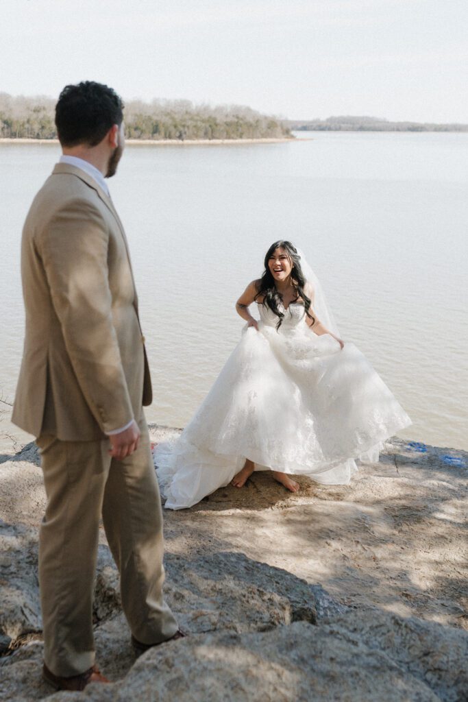 candid moment during elopement in tennessee
