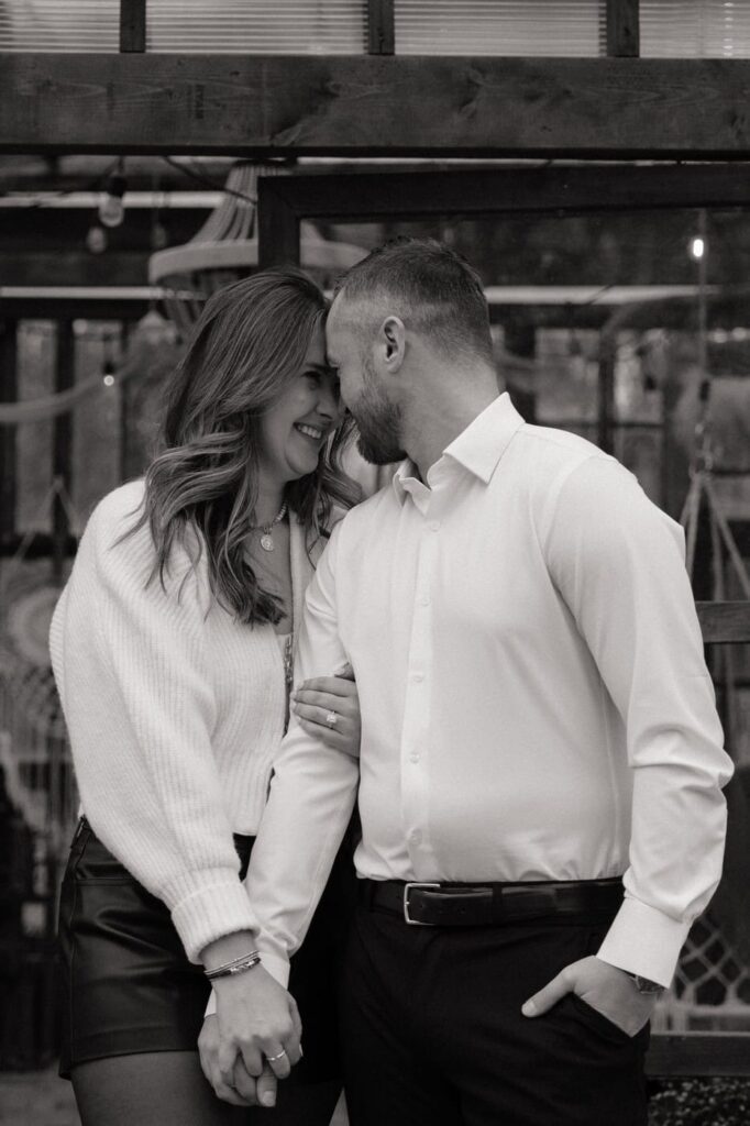 Candid couple moment after proposal in nashville