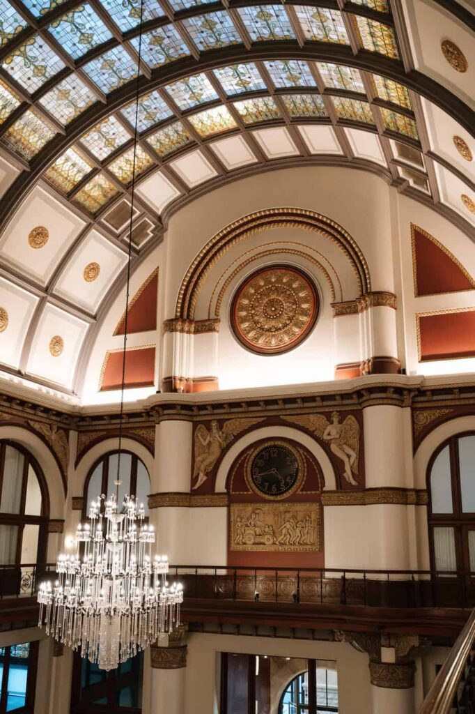 union station hotel lobby chandelier