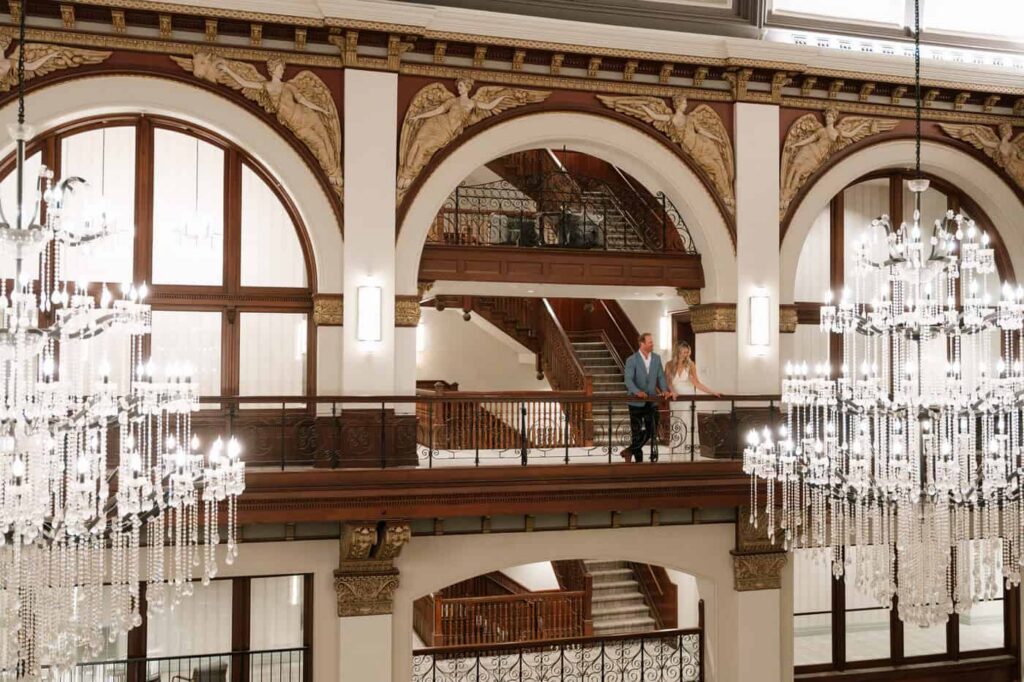 Romantic engagement portraits at Union Station