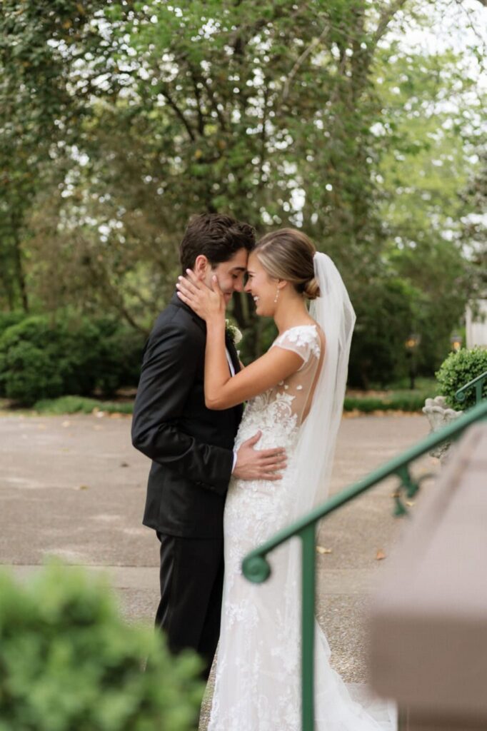couple sharing a sweet moment on their wedding day