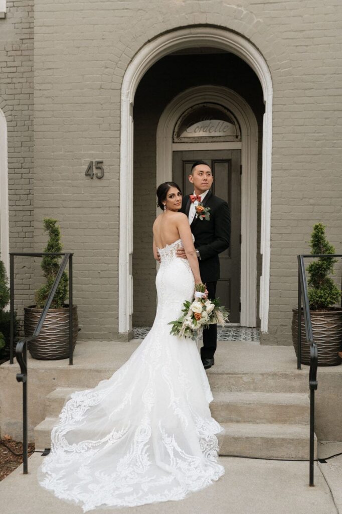 editorial photo of couple on their wedding day in nashville