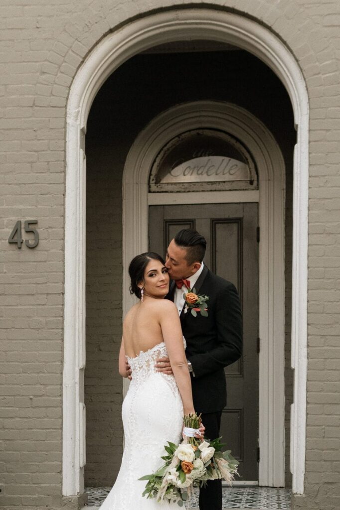 nashville wedding photographer documents newlywed portraits at sunset