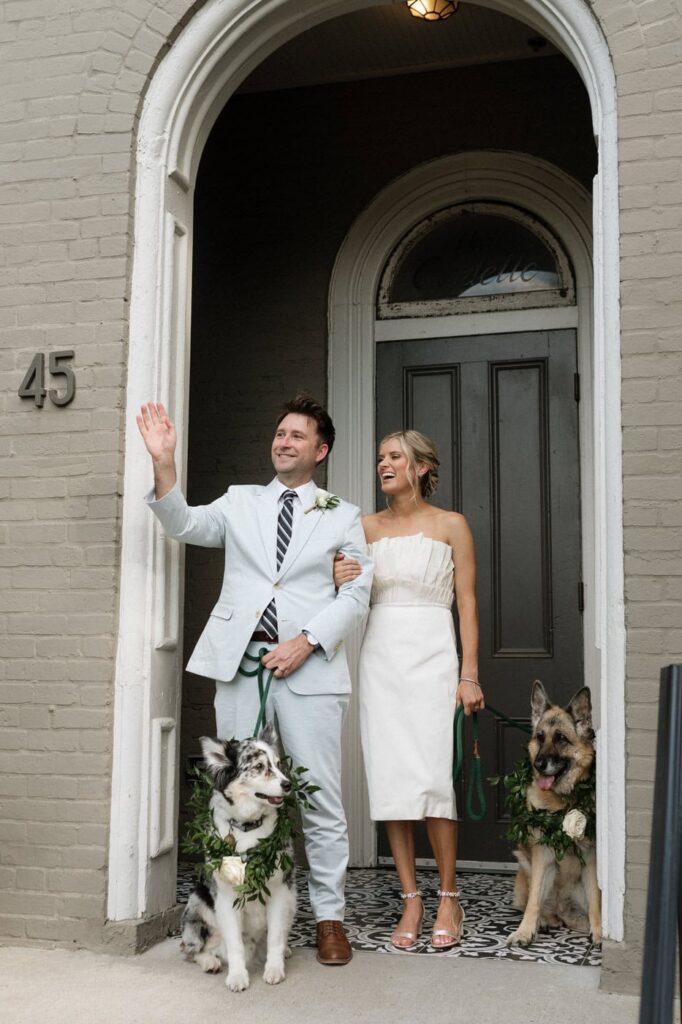 couple standing on the front porch of the cordelle in nashville tennessee
