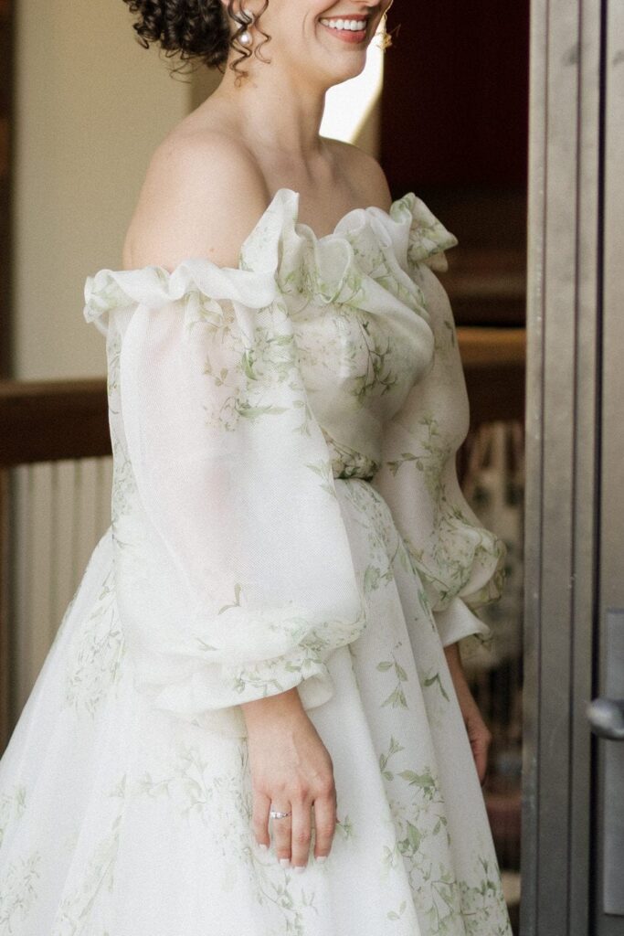 bride smiling on her fall wedding day in nashville