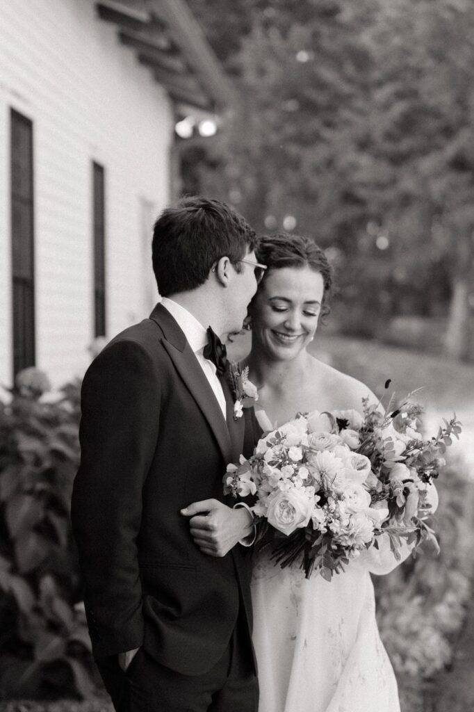 nashville wedding photographer documents bride and groom having a sweet candid moment