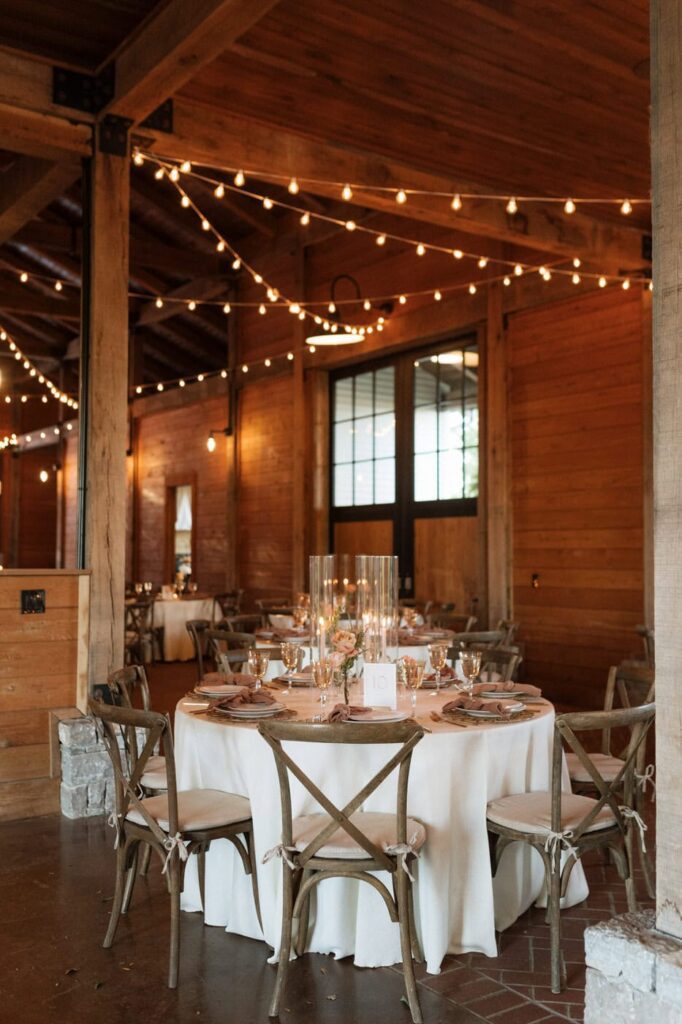 inside the reception space at trinity view farm outside nashville tennessee