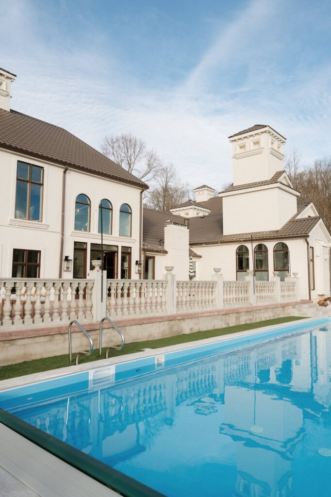 Pool area at The Dimora Italian inspired estate Tennessee