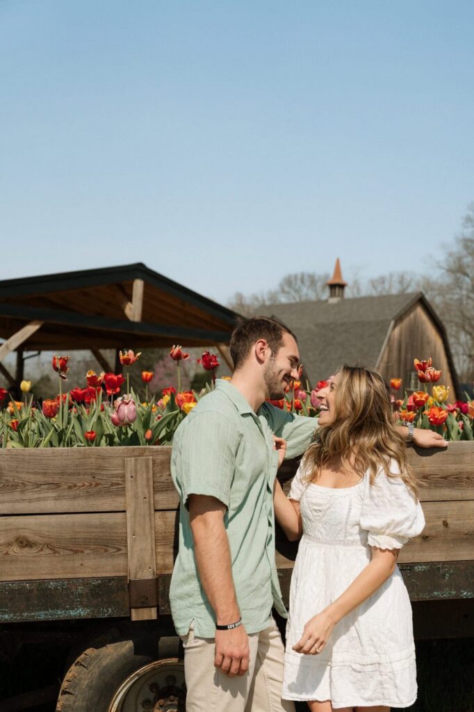nashville engagement photos at tulip farm