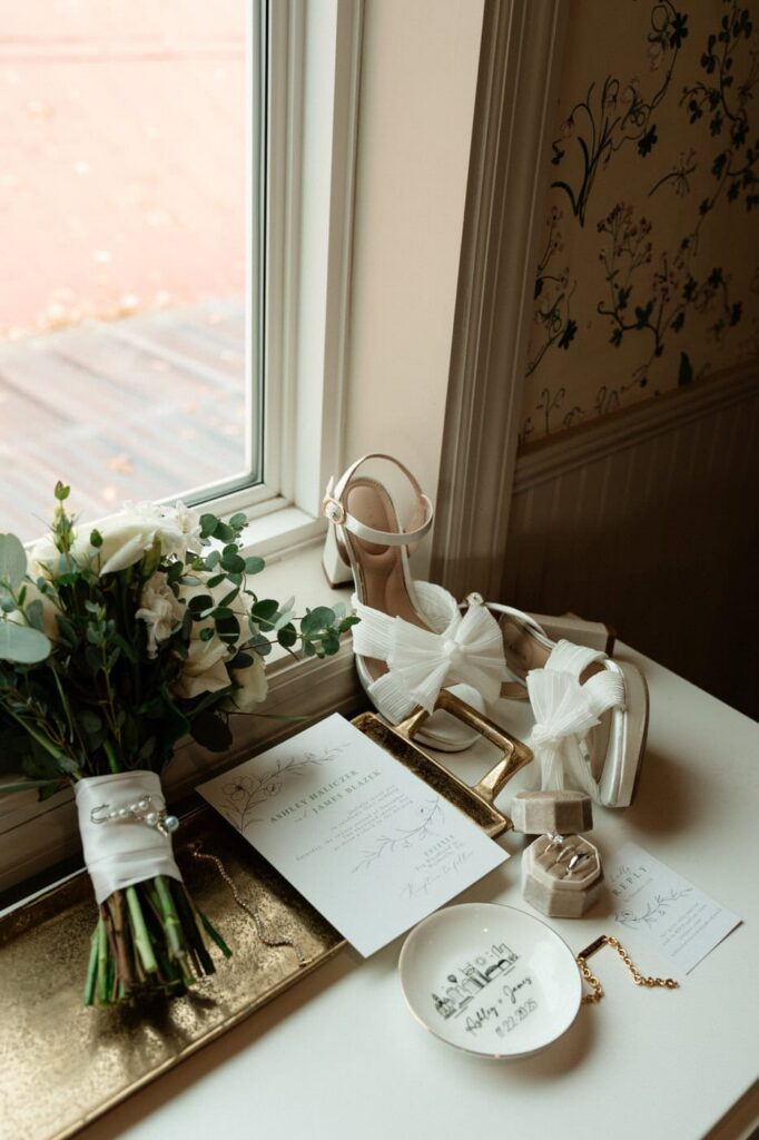 wedding day details flatlay at estelle in nashville