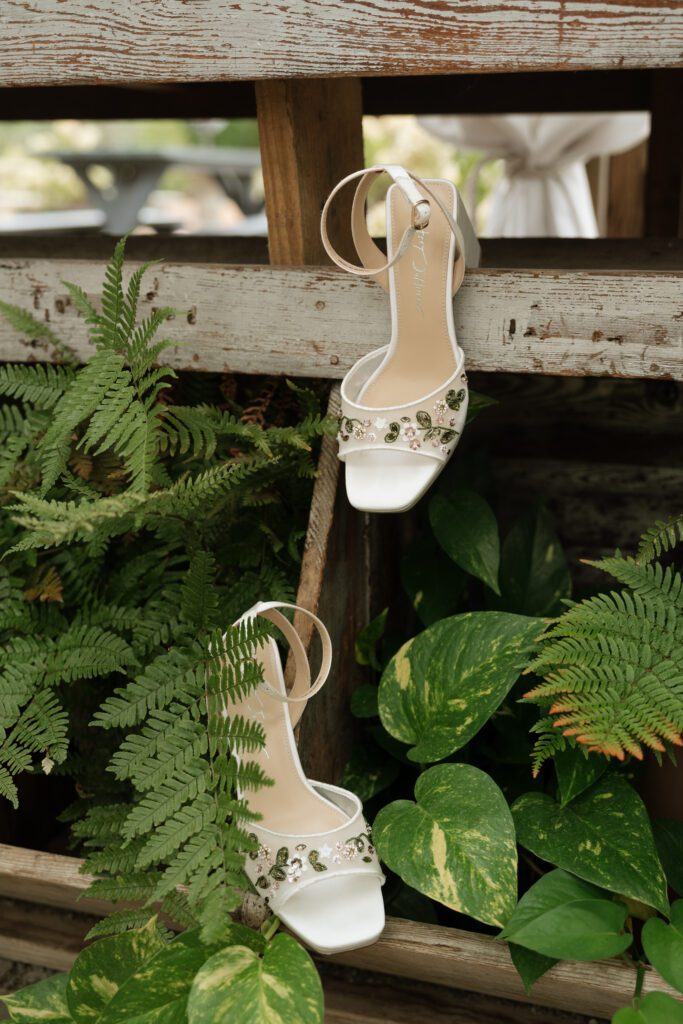 bridal shoes at long hollow gardens in nashville