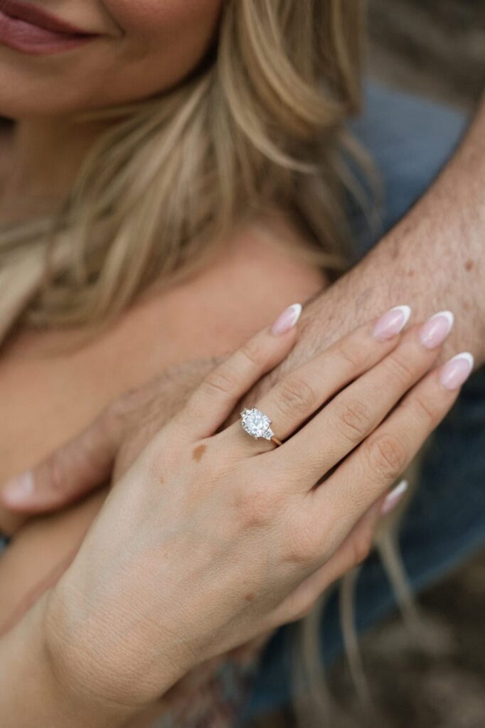 close up of ring at nashville proposal in the spring