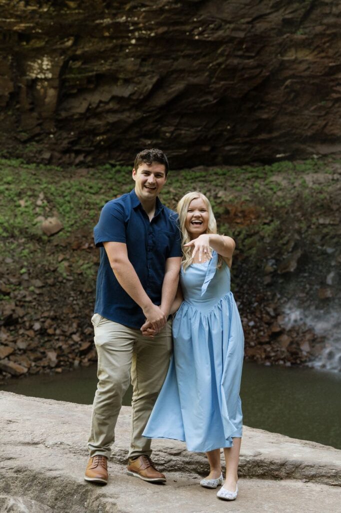 couple getting engaged at fall creek falls state park